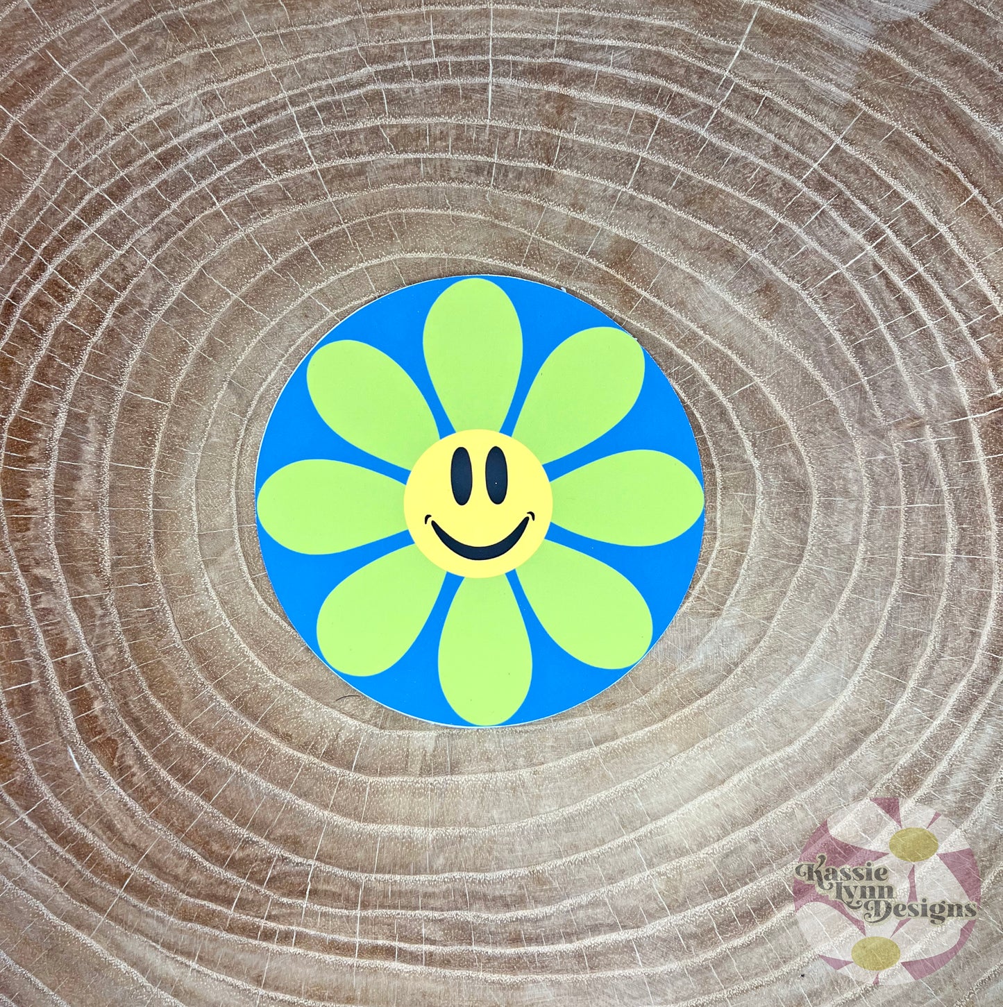 Hippie Smile Flower Circle Sticker (choose your color)
