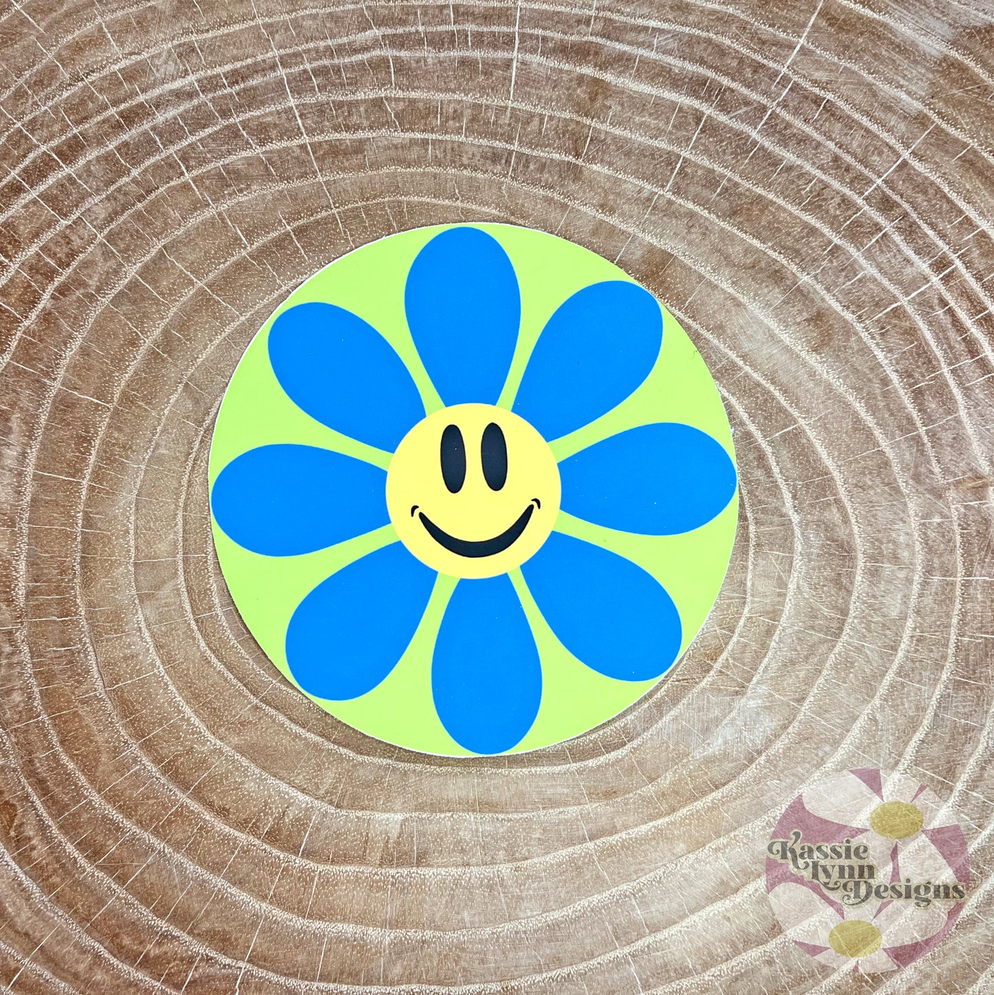 Hippie Smile Flower Circle Sticker (choose your color)