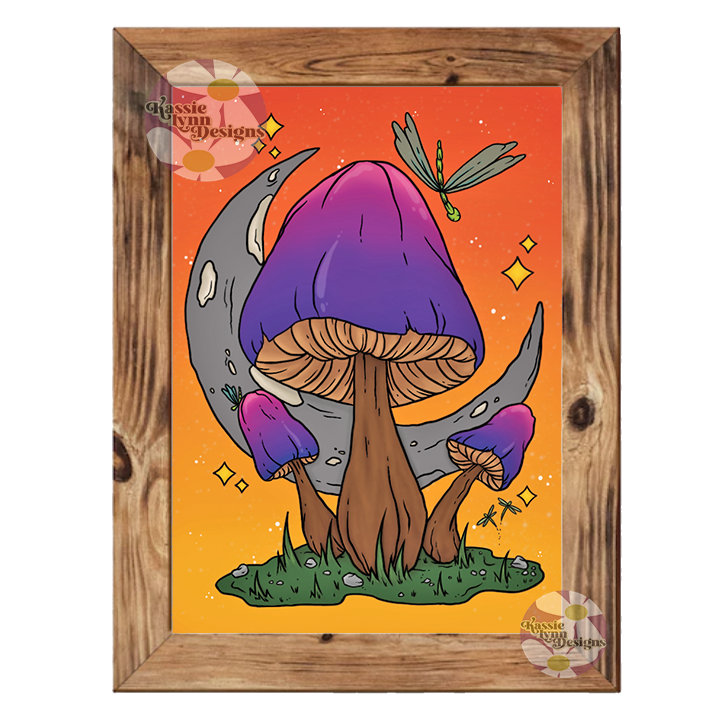 Mushroom & Moon Print