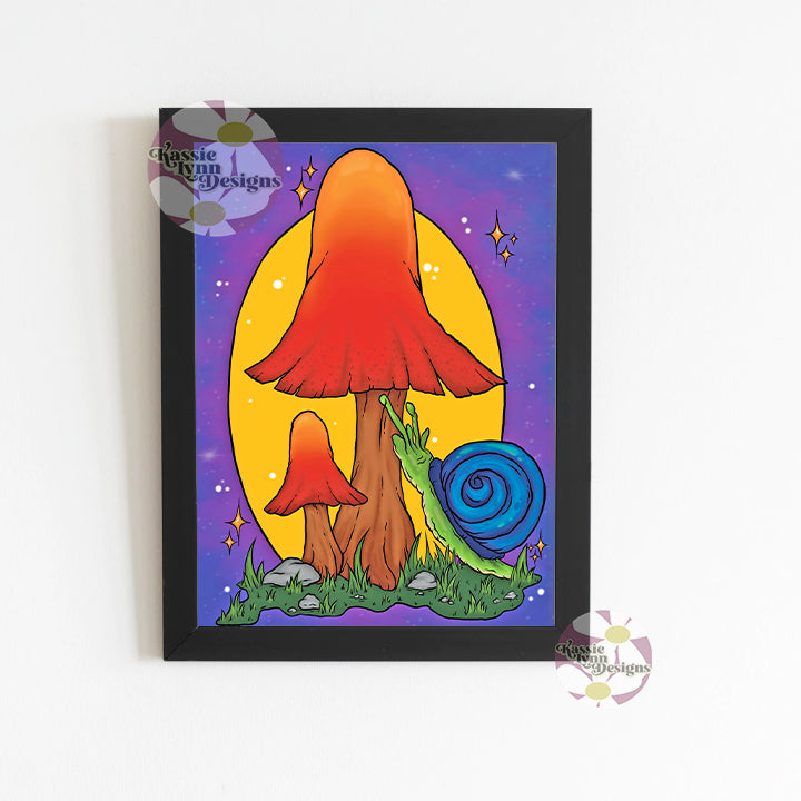 Mushroom & Snail Print