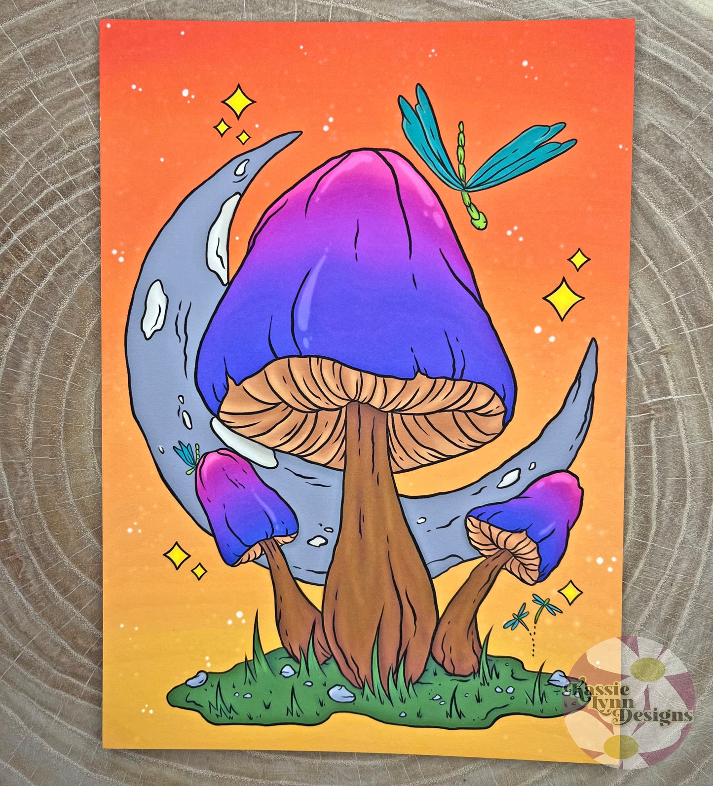 Mushroom & Moon Print