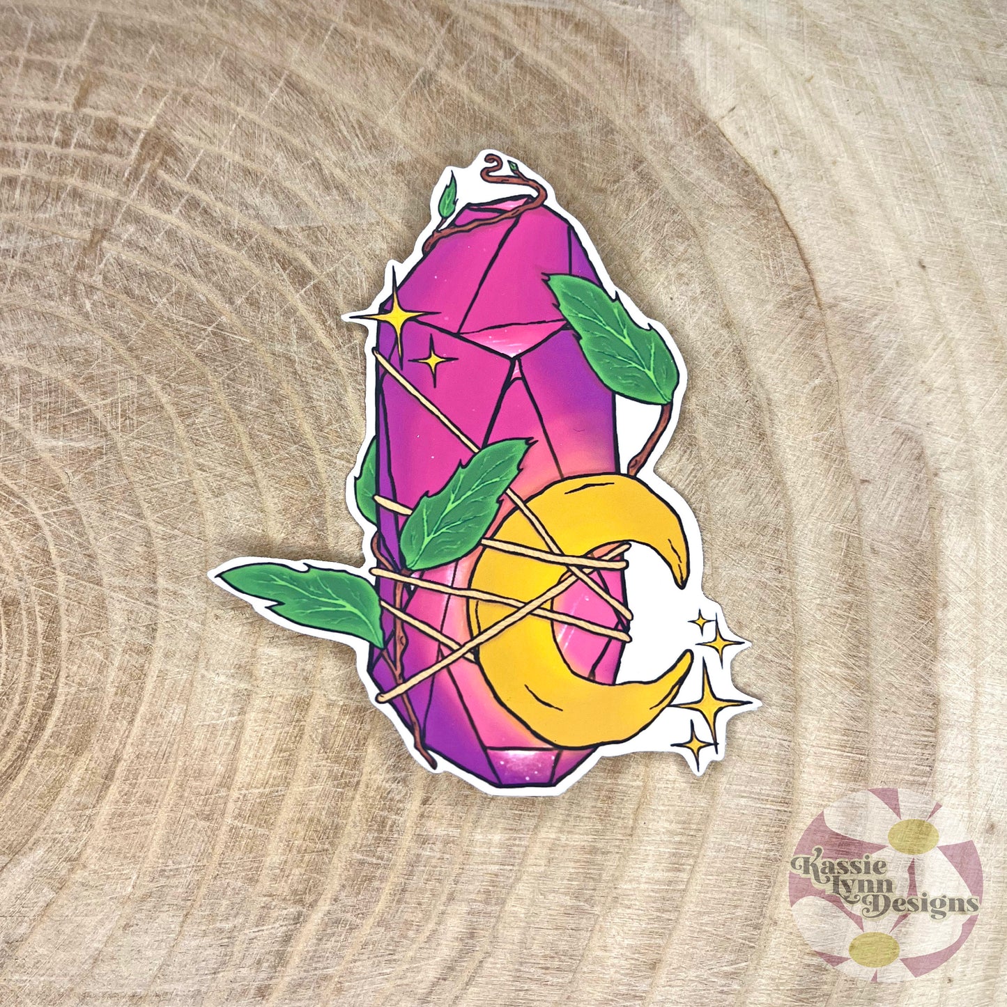 Crystal Sticker: Purple with Moon