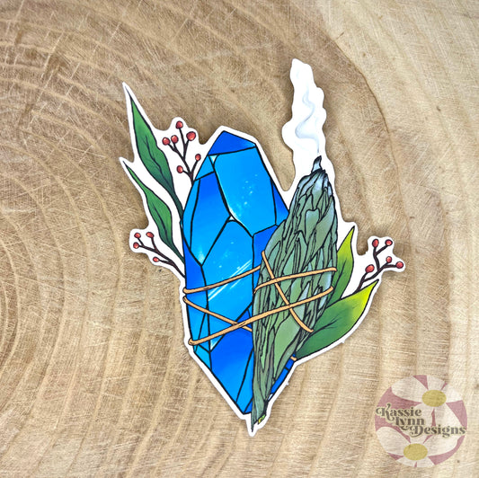 Crystal Sticker: Blue with Sage