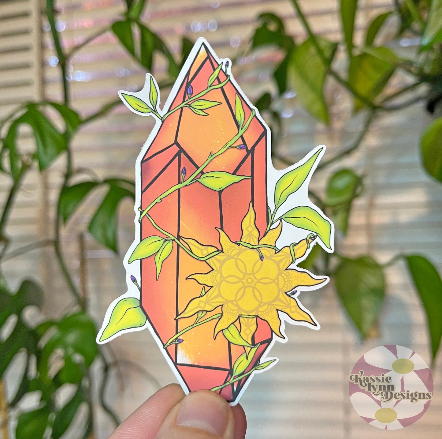 Crystal Sticker: Orange with Sun