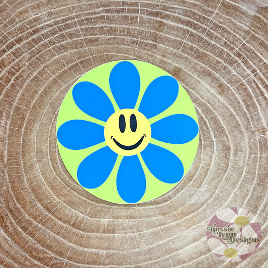 Hippie Smile Flower Circle Sticker (choose your color)