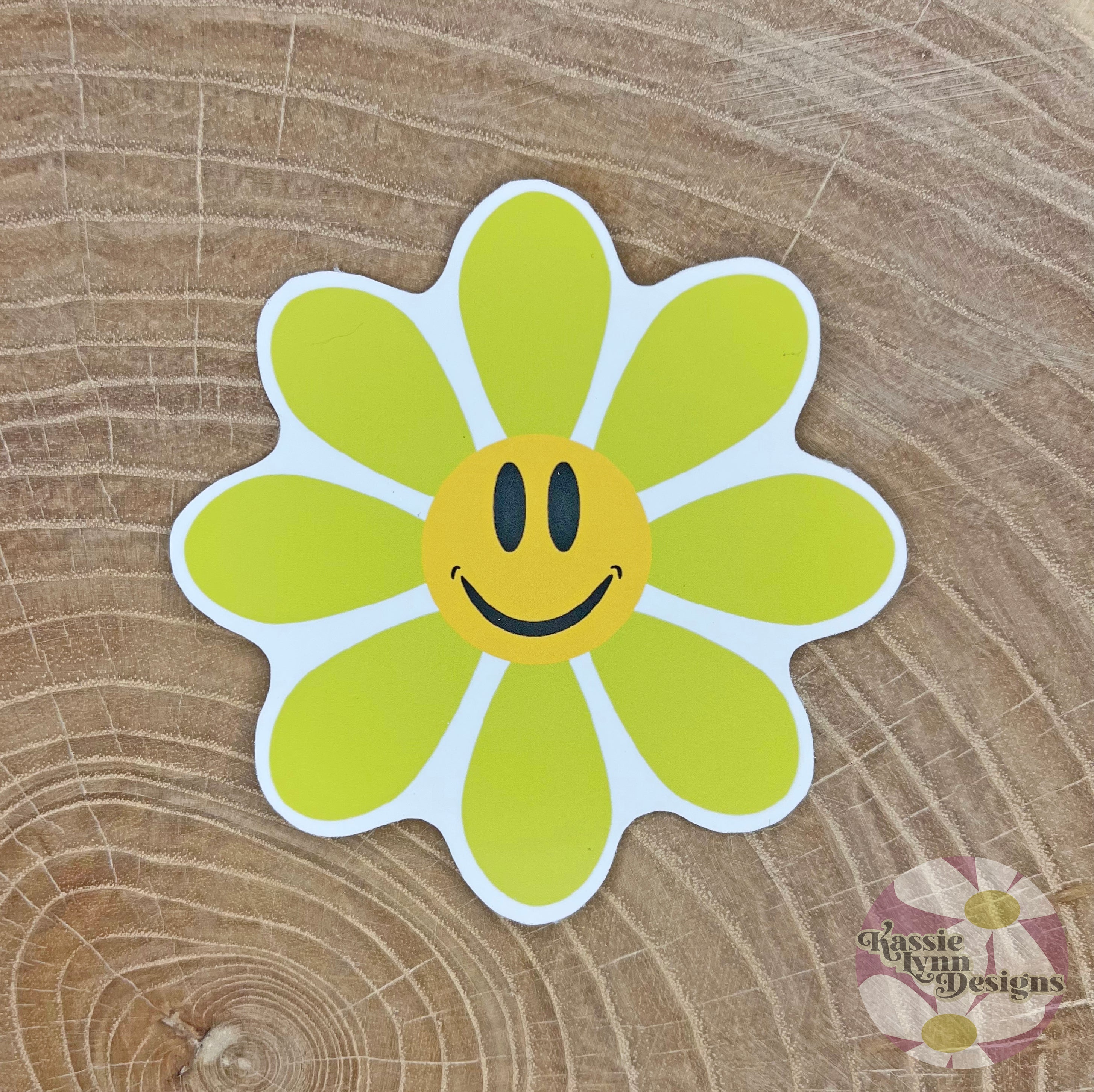Hippie Style Flower Stickers – Set Of 6, Vinyl, Waterproof, Glossy