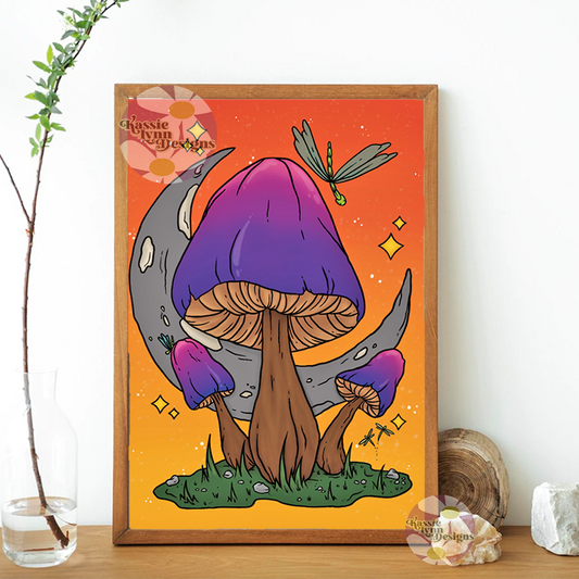 Mushroom & Moon Print