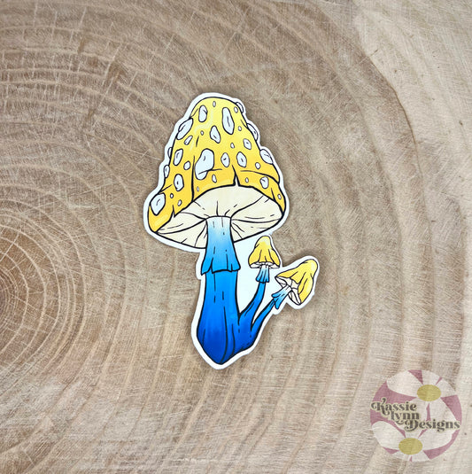 Mushroom Sticker: Yellow & Blue