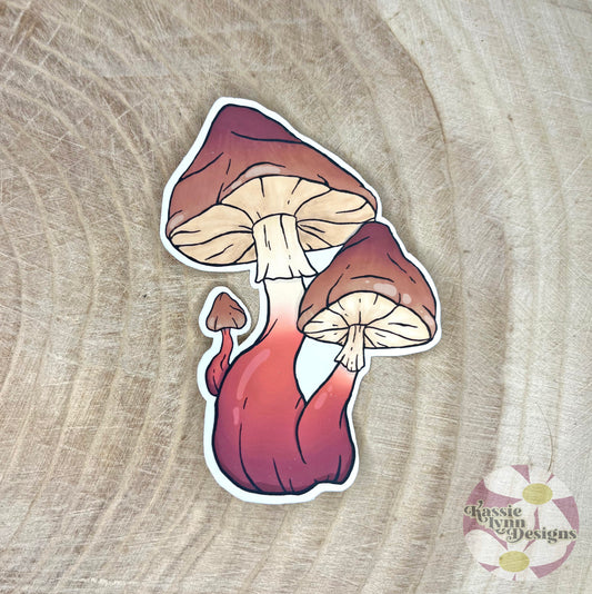 Mushroom Sticker: Brown & Red