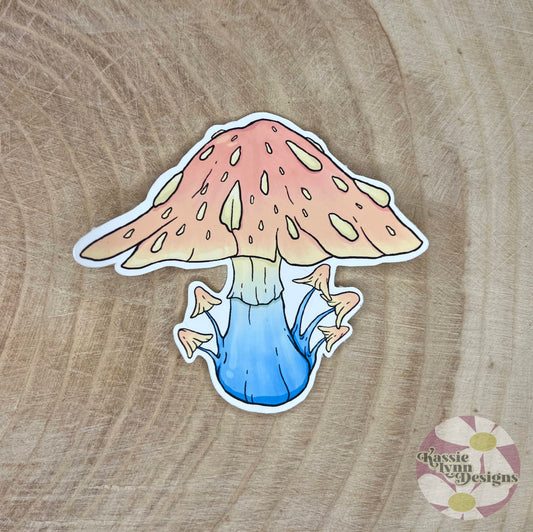 Mushroom Sticker: Peach & Blue