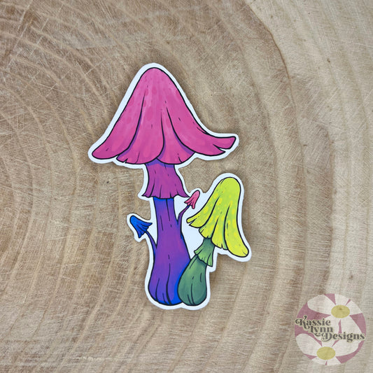 Mushroom Sticker: Pink, Purple & Green