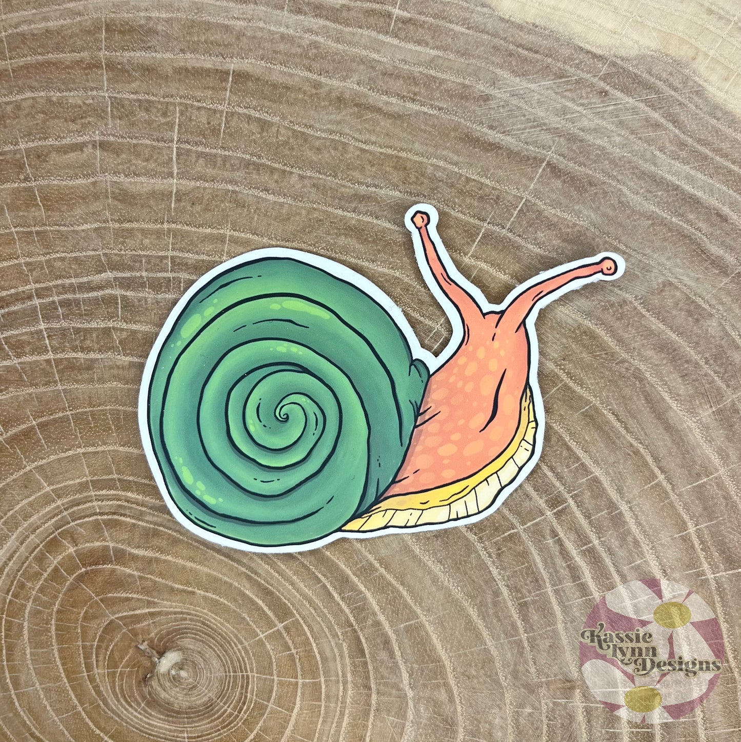 Snail Sticker: Green & Orange