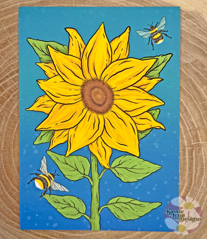 Sunflower & Bee Print