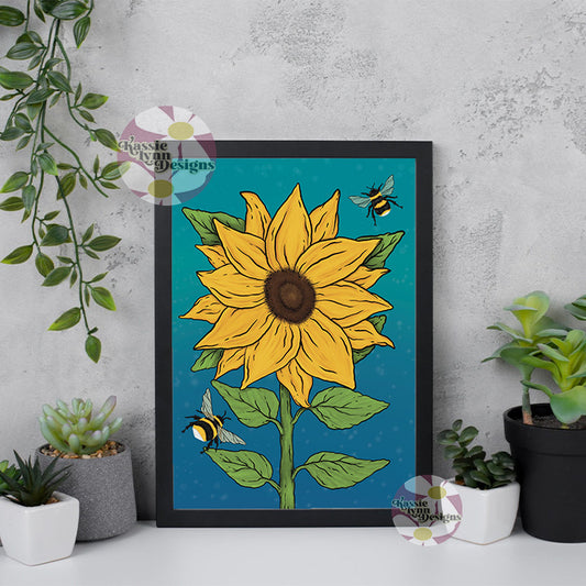 Sunflower & Bee Print