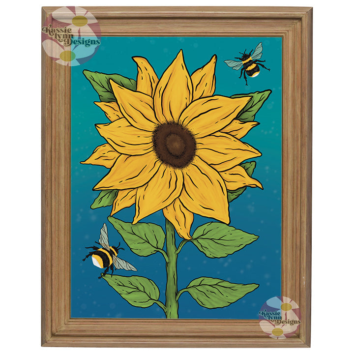 Sunflower & Bee Print